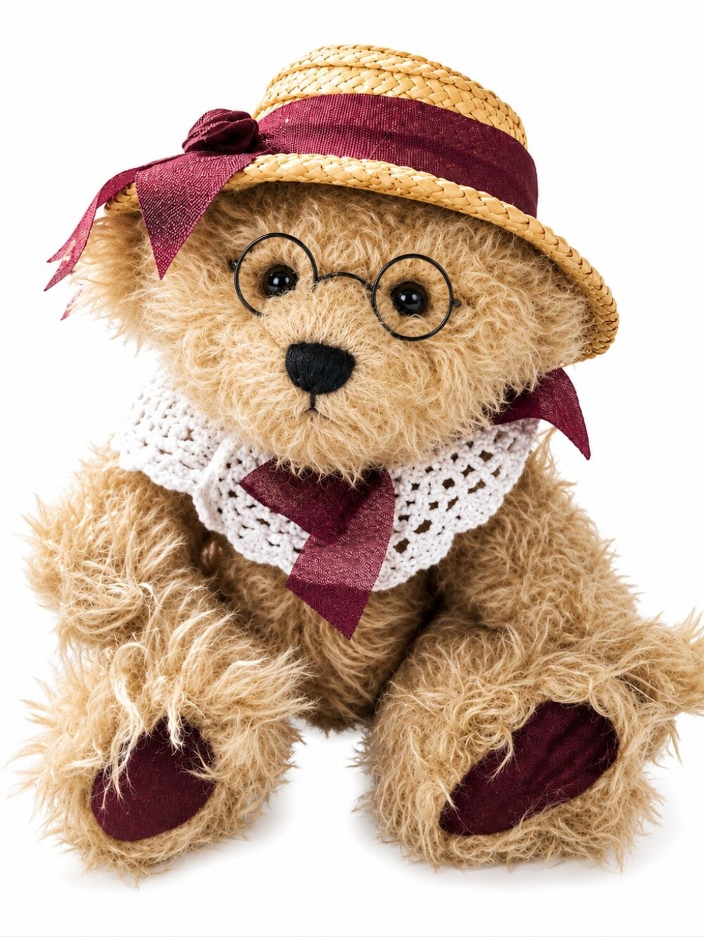 Vintage Brass Button Bears Rosie Teddy Bear Plush with Hat & Glasses Collectible